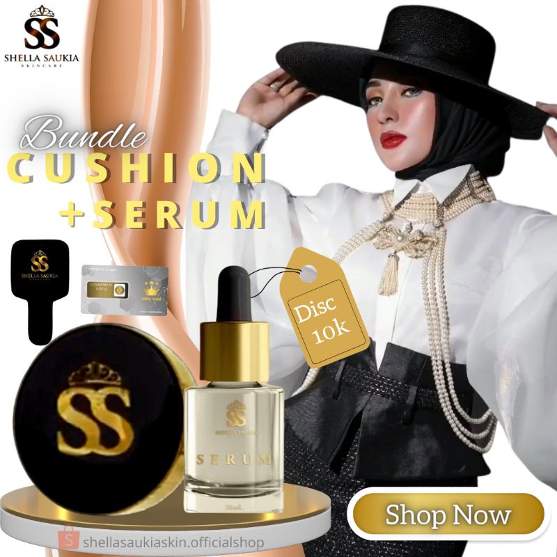 (READY LANGSUNG KIRIM FREE CERMIN+EMAS) Serum Ss & Cushion Ss Shellasaukiaskin By Shellasaukia