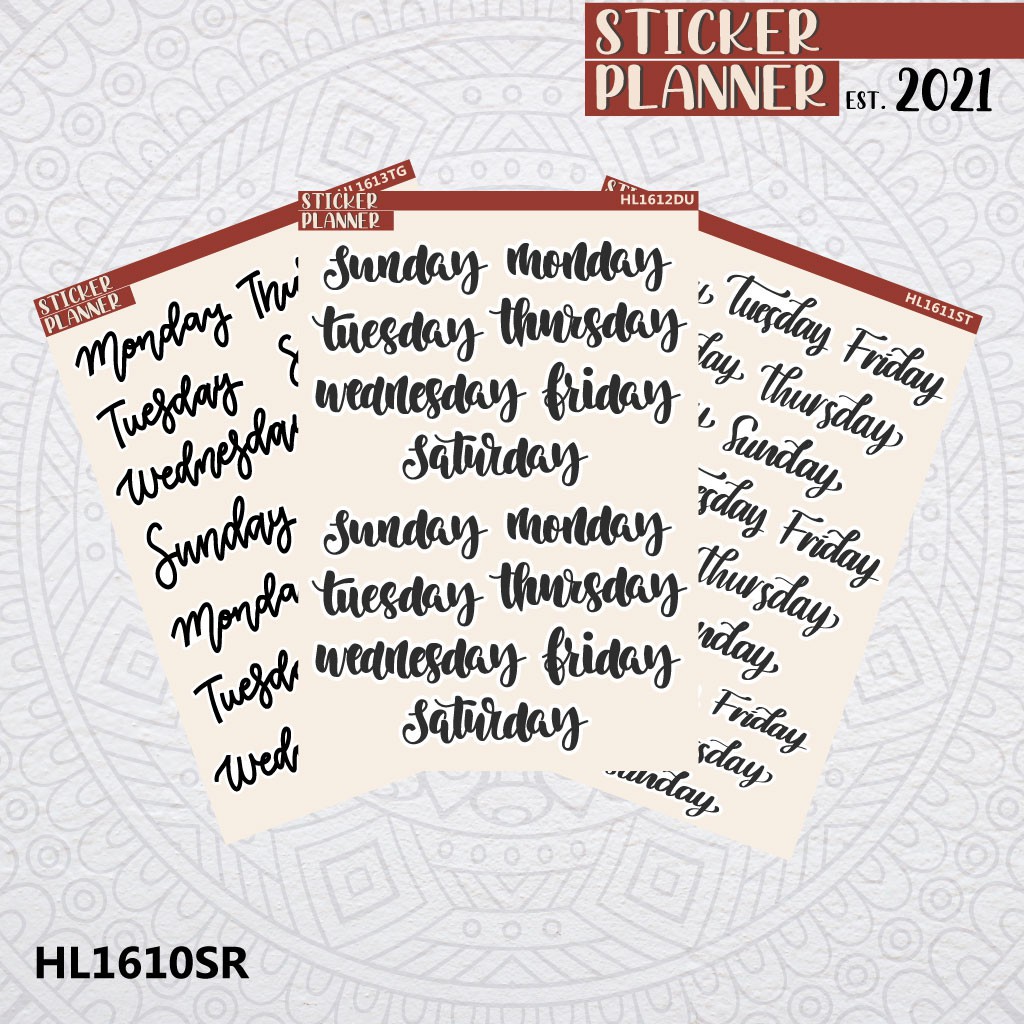 

Hari days of week lettering Sticker Planner | Sheet, Bujo, Scrapbook, Studygram, Deco, Jurnal