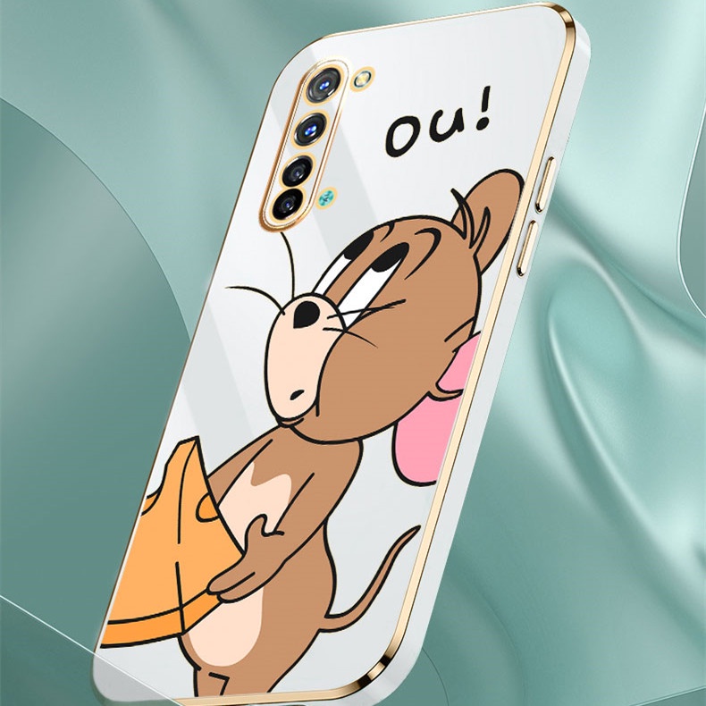 Cartoon plating Soft Lanyard Phone Case For OPPO A53 A31 A5 A9 2020 A15S A92 A54 A5S A12 A15 A52 A11K Tom&amp;Jerry Luxury Cartoon Soft Electroplate Lanyard cover couple