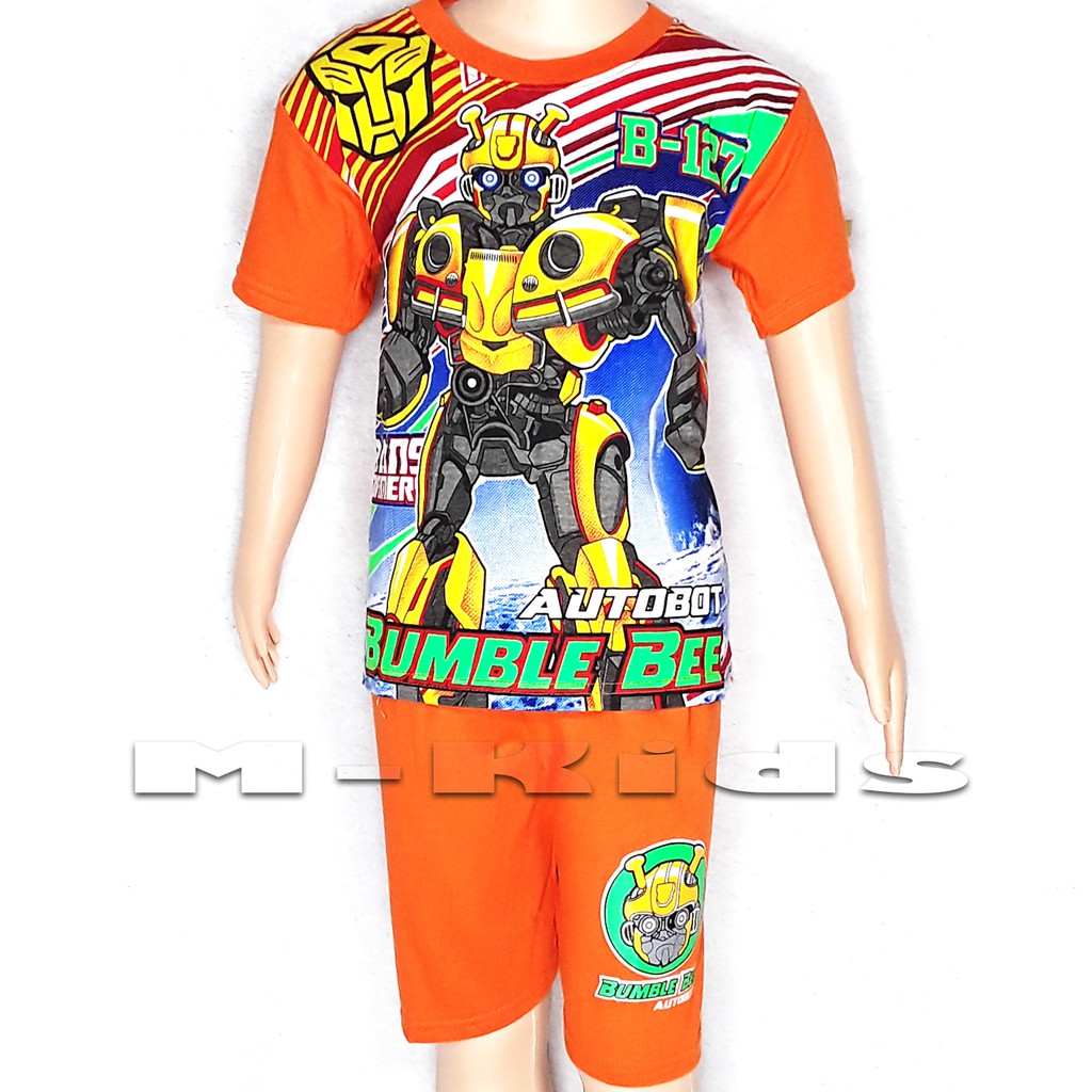 MKids88 - Baju Setelan Kaos Anak Laki-Laki Superhero Karakter BUMBLE BEE