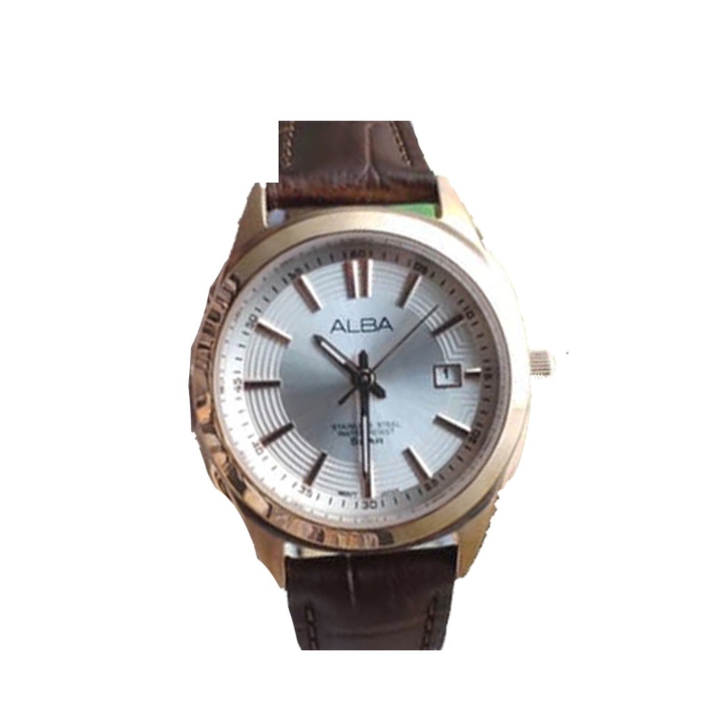 Jam Tangan Wanita Alba Original AH7330 Strap Brown Leather Strap Kulit