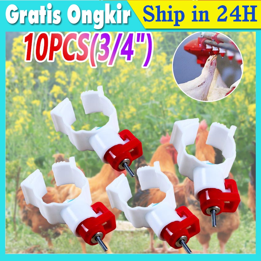 10 Pcs/set Alat Minum Ayam Puyuh Unggas Otomatis Tempat Minum Ayam Nepel Drinker