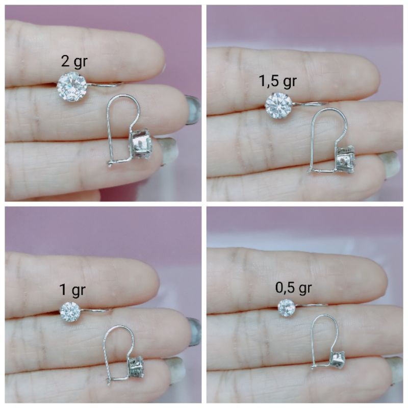 ANTING DESI MATA PUTIH SILVER 925 LAPIS EMAS PUTIH