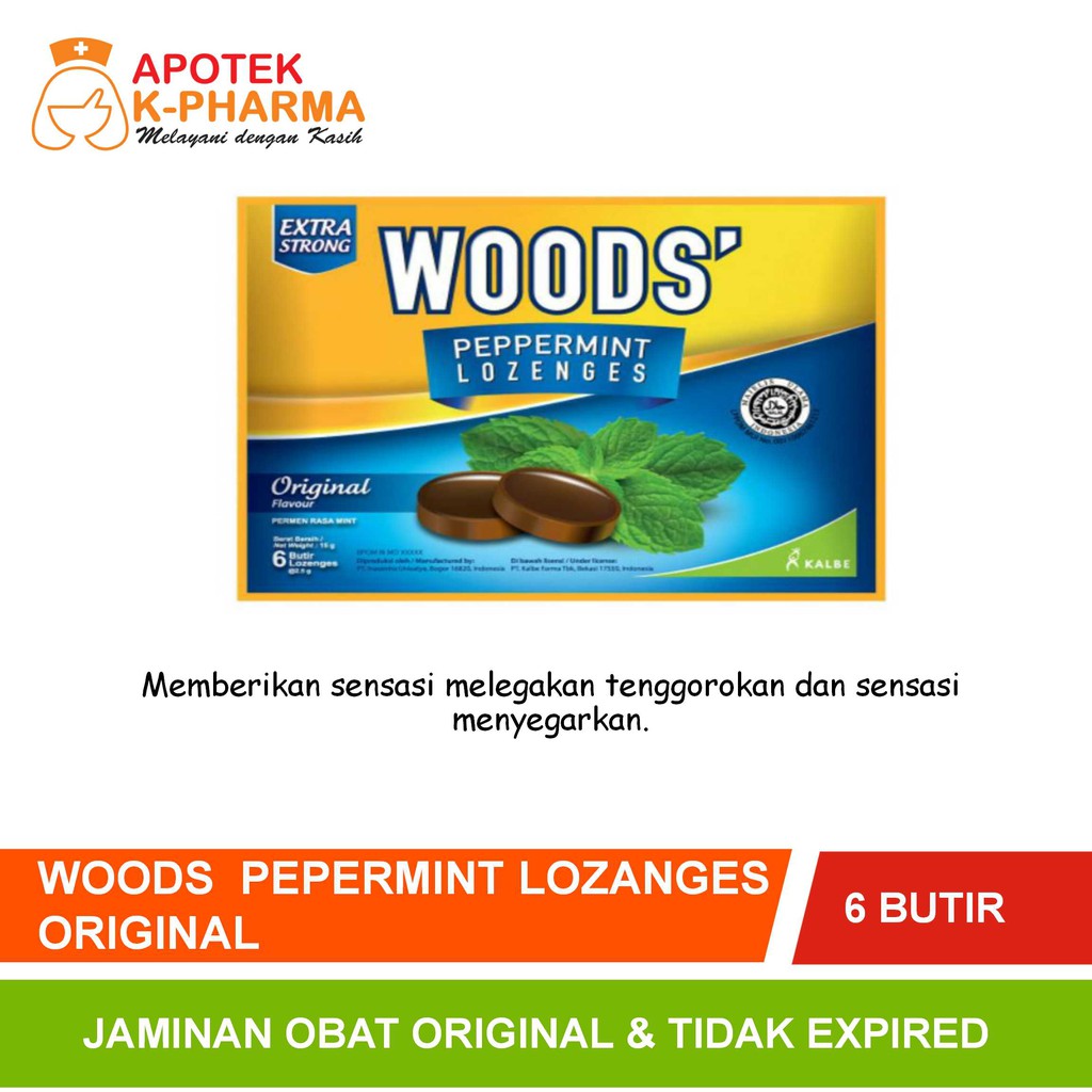 

Woods Pepermint Lozanges Original Isi 6 Butir Obat Original Kalbe