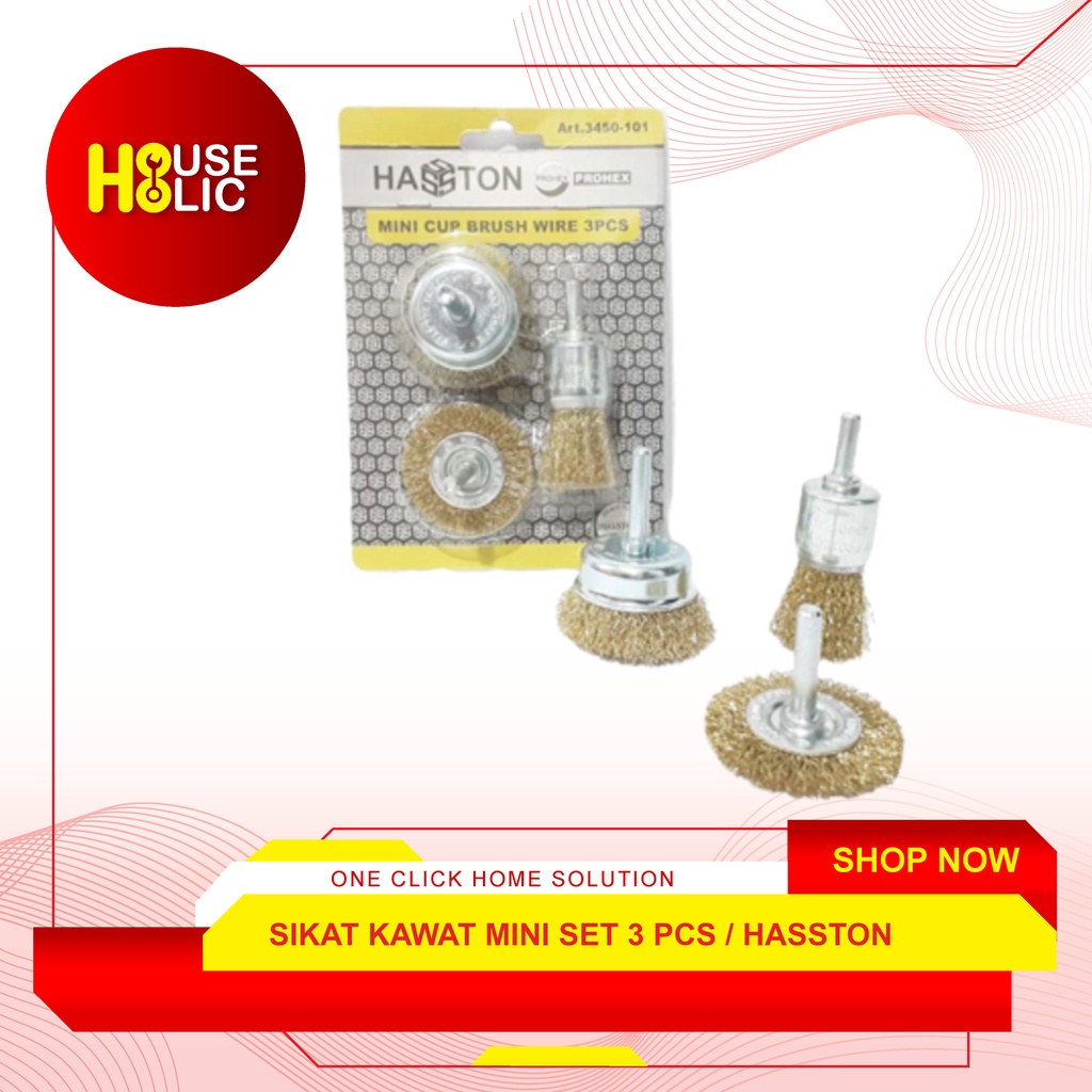 Sikat Grenda Kawat Mini Cup Brush Gerinda Set 3 Pcs Hasston 3450-101
