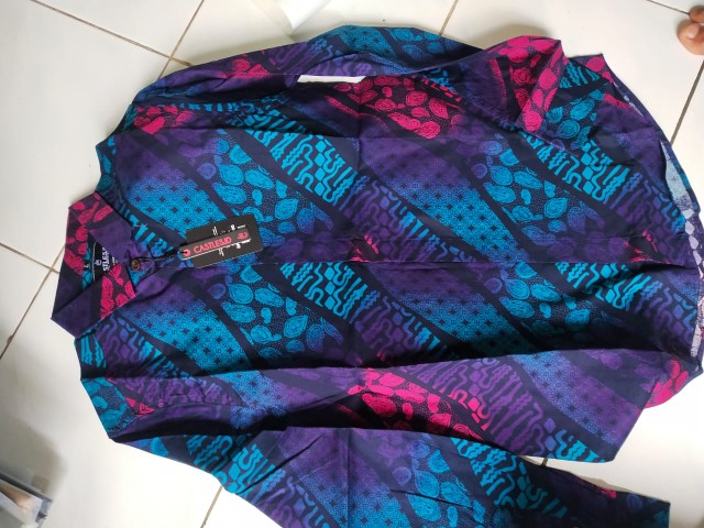 (bisa Seragaman) Biajo.shop Kemeja Batik Modern Pria Slim Fit Lengan Panjang Cotton Stretch Premium