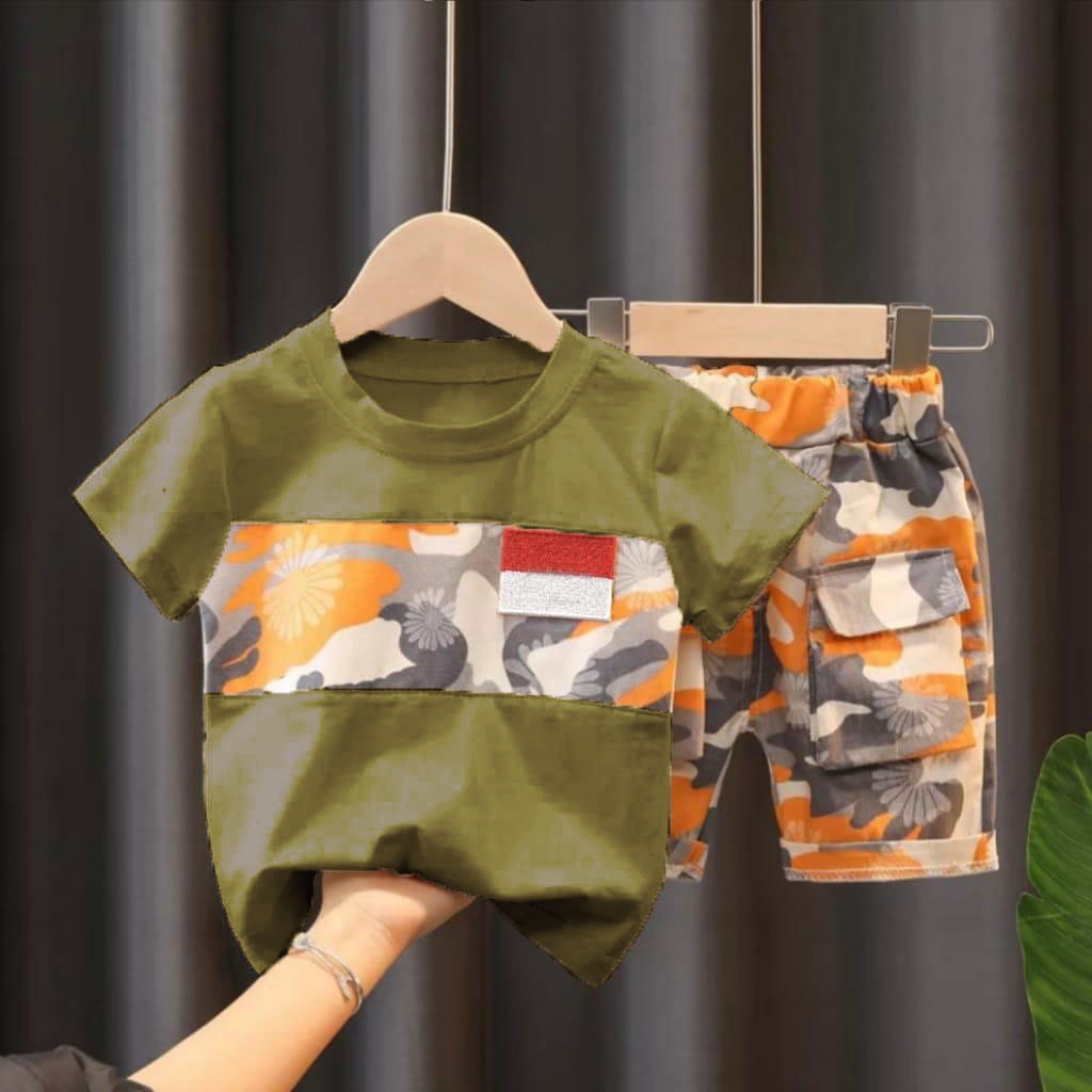 COD-SETELAN BAJU KAOS TRENDY BAYI ANAK MOTIF INDONESIA ARMY BEST QUALITY USIA 6 BULAN-5 TAHUN BAHAN KATUN PREMIUM TERLARIS TERMURAH/ SETELAN BAJU KAOS TRENDY BAYI ANAK LAKI-LAKI/ SETELAN BAJU KAOS TRENDY BAYI ANAK PEREMPUAN/ FASHION BAJU ARMY ANAK-ANAK