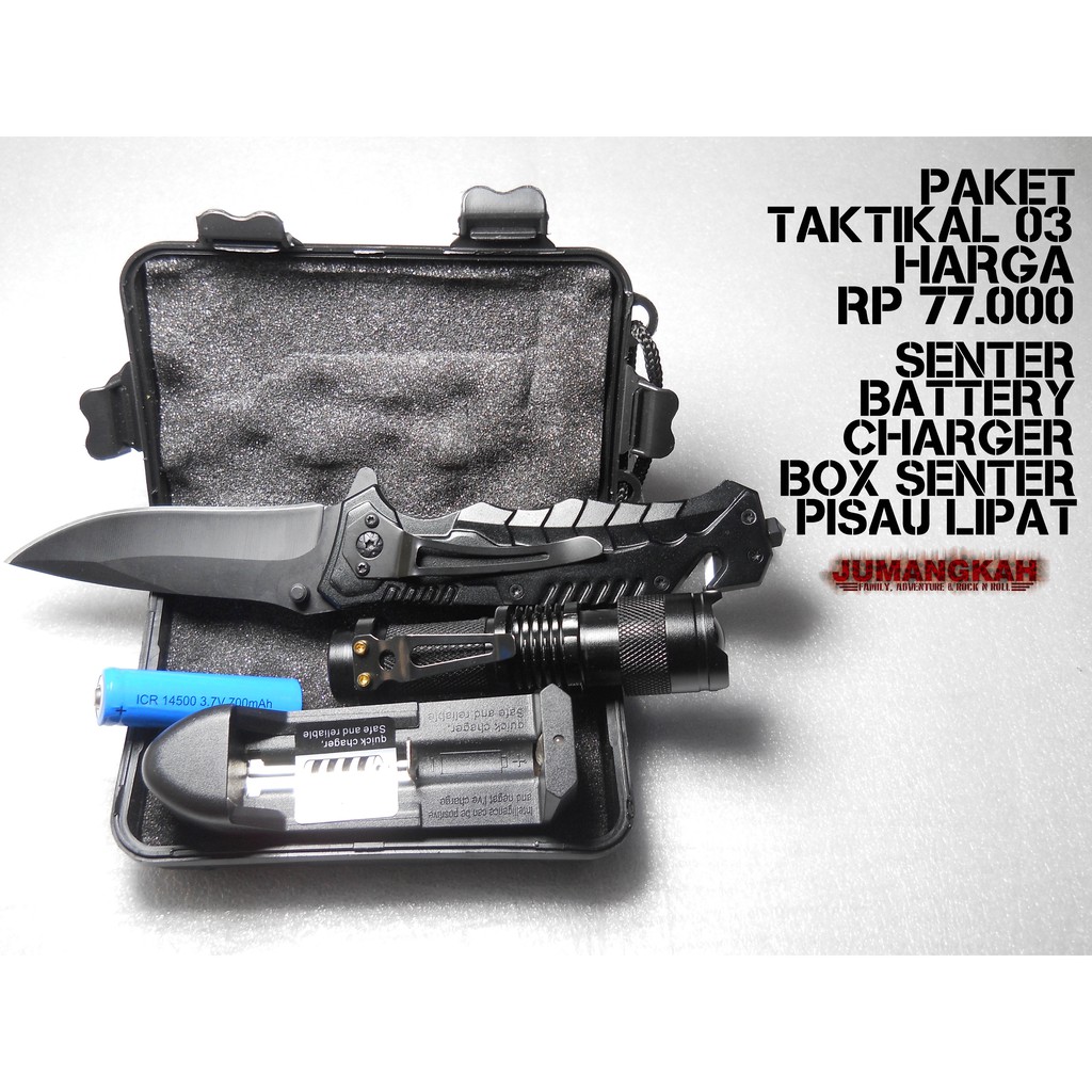 Paket taktikal 03, paket senter taktikal police army dan pisau lipat survival