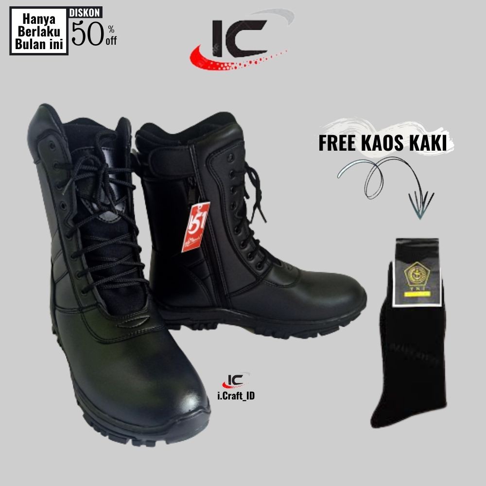 (FREE KAOS KAKI) SEPATU PDL KULIT SINTETIS SEPATU JATAH TNI AD SOL ARMY TNI POLRI SATPAM PDL LAPANGAN