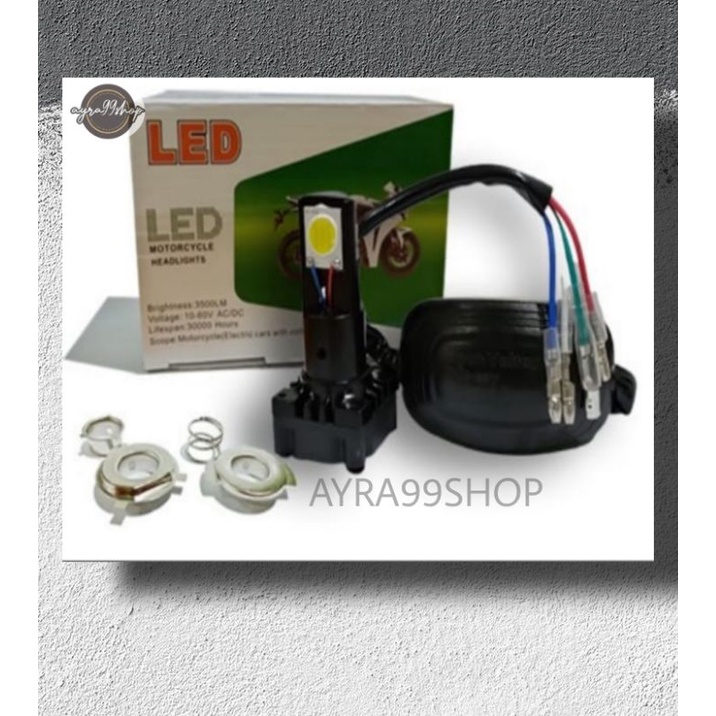 Lampu Motor LED 3 sisi 3 mata 3 LED Headlamp