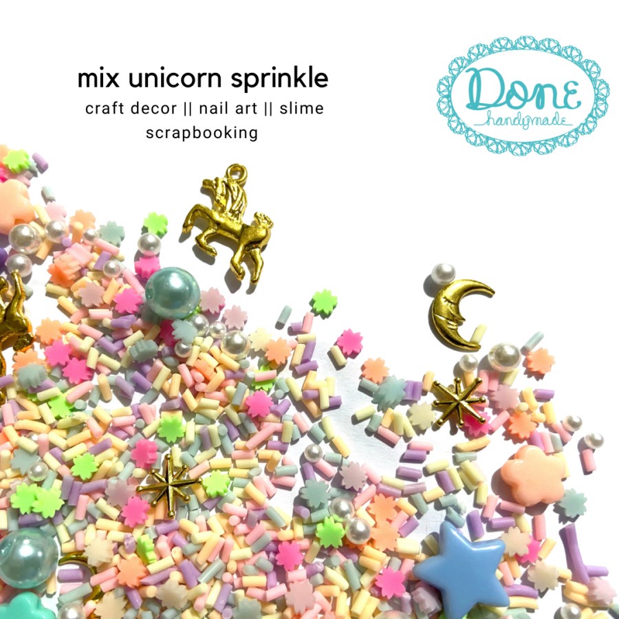 fancy Unicorn sprinkle slime toys accesoris shaker resin art clay art done handymade donehandymade donehandmade jual bahan kerajinan tangan toko bahan kerajinan tangan jakarta