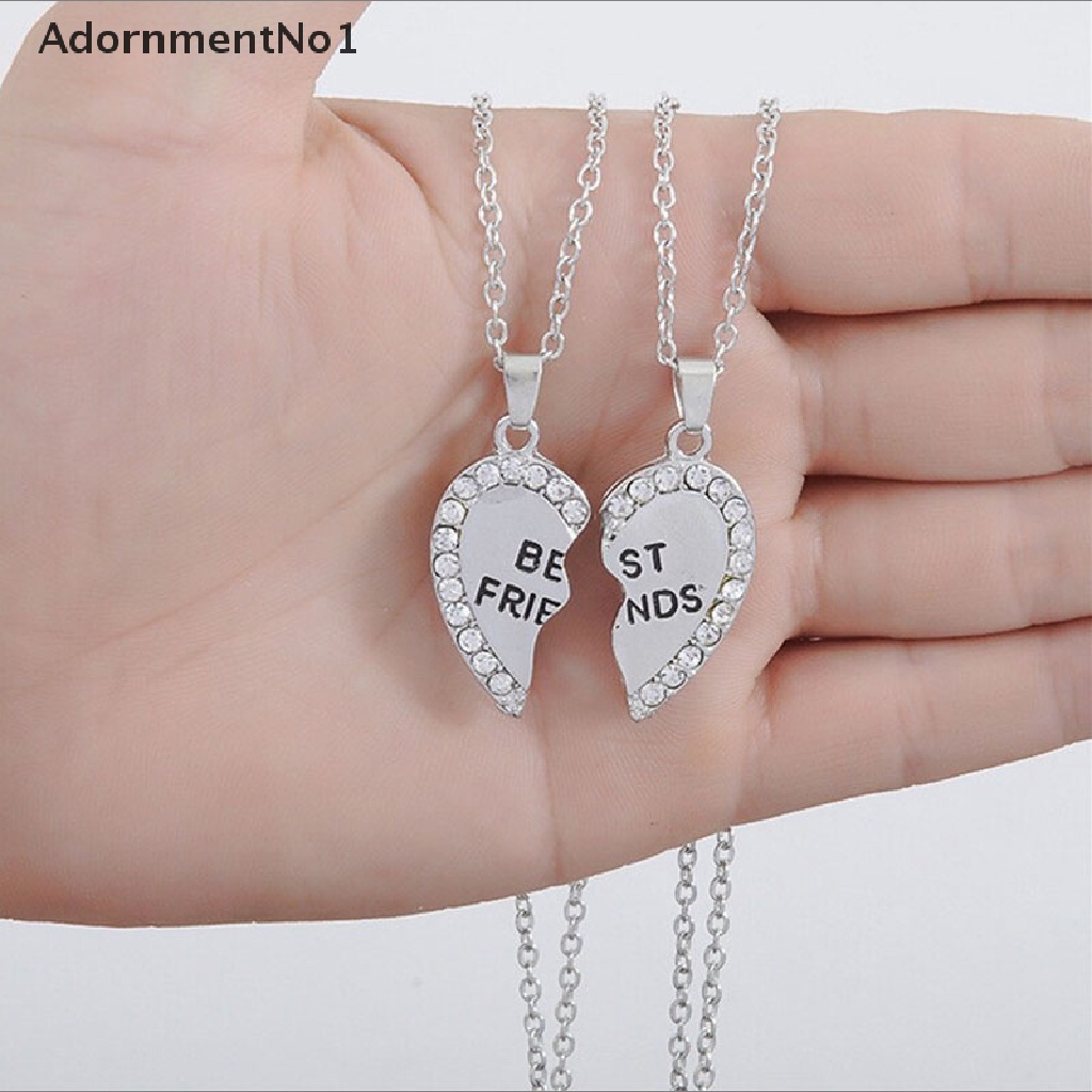 (AdornmentNo1) Kalung Rantai Dengan Liontin Hati Motif Tulisan Best Friend Untuk Wanita