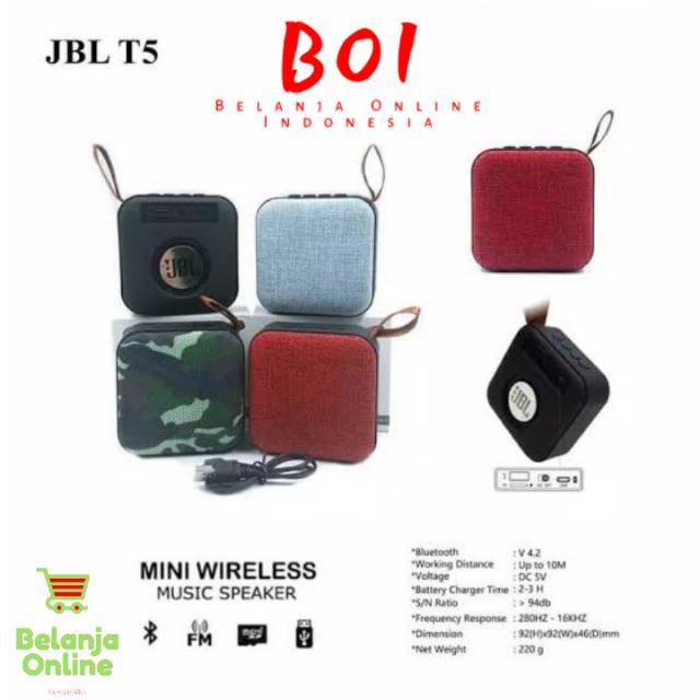 Speaker Bluetooth JBL T5 Mini Bentuk Dompet Original