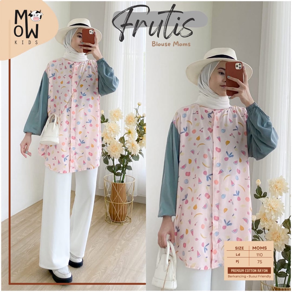 Frutis  One Set Blouse Moms Setelan Premium Cotton Rayon Original Moela Mowmo / 276