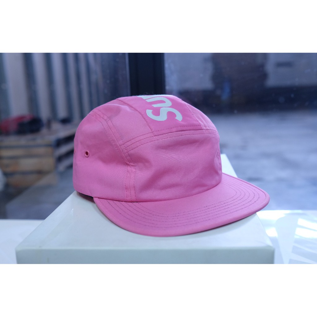 Supreme Top Stripe Panel Camp Cap Pink