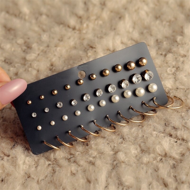 17KM Fashion Pearl Butterfly Earring Set Crystal Tassel Elegant Stud Earrings Gold Earrings Women Jewelry Accessories-50