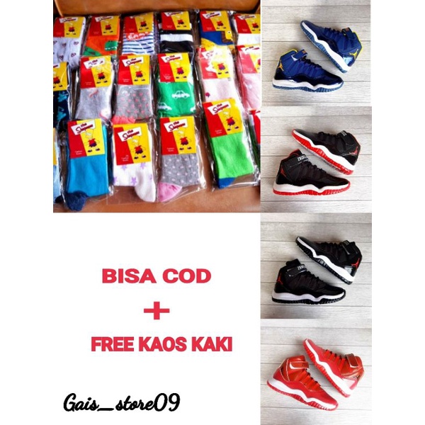 Sepatu anak jordan 11 tali velcro kualitas import premium murah SIZE 31-36