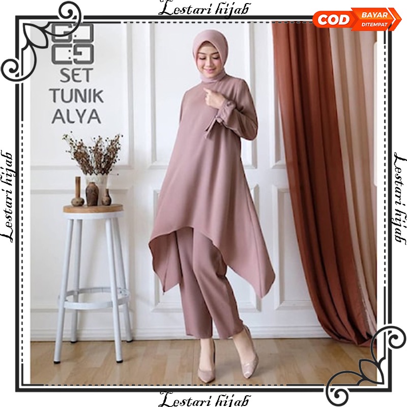 Baju Setelan Tunik Wanita Busana Muslim Perempuan Dewasa Ibu Ibu Pengajian Lebaran Kondangan Terbaru