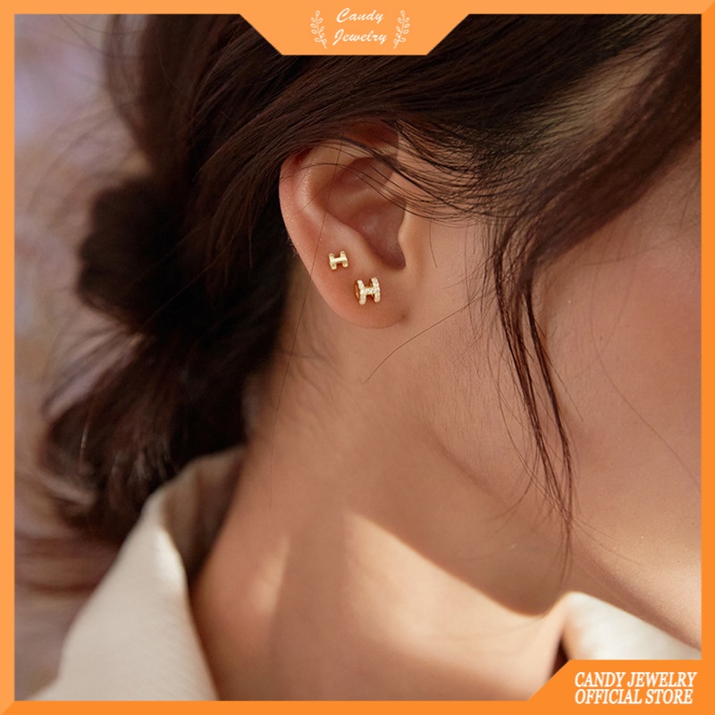 Anting Stud Bahan Logam S925 Warna Permen Gaya Korea Untuk Wanita