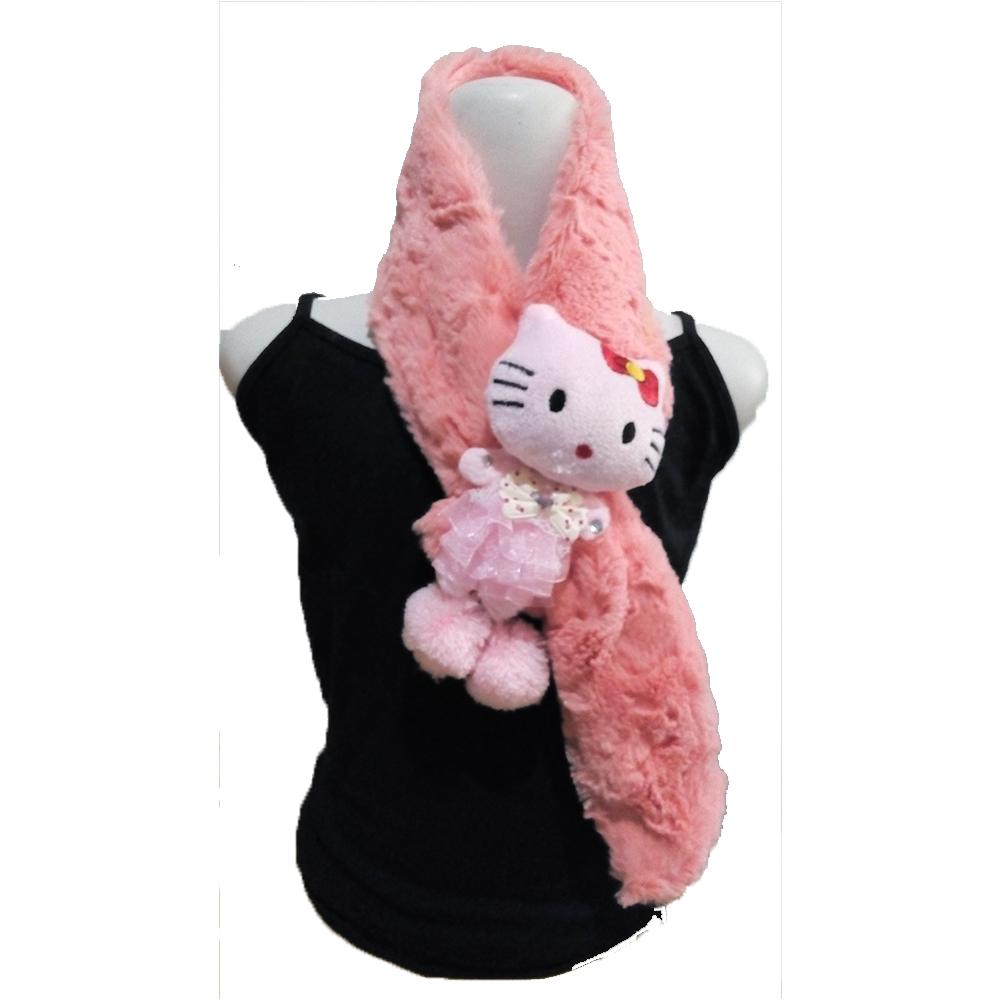 Syal Anak Bulu Aplikasi Boneka Kucing - Biru/Pink/Baby Pink/BW/Orange