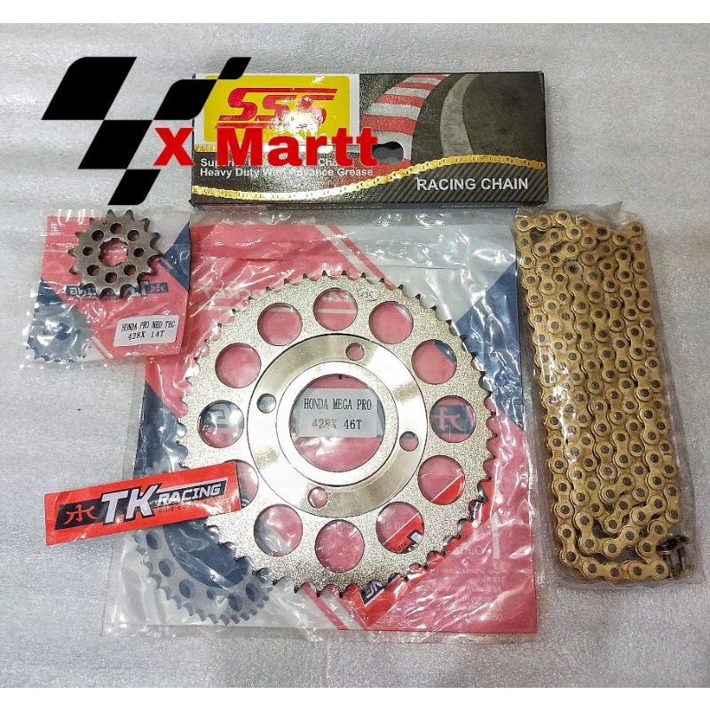 Gear Set / Gear Depan Dan Belakang Ukuran 428  Megapro , Verza , GTR , Sonic , Tiger , CB 150 , CBR 