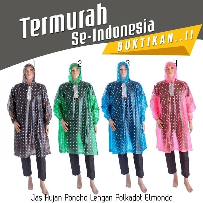 Jas Hujan Ponco Lengan Elmondo Polkadot 713 Poncho tangan Kelelawar