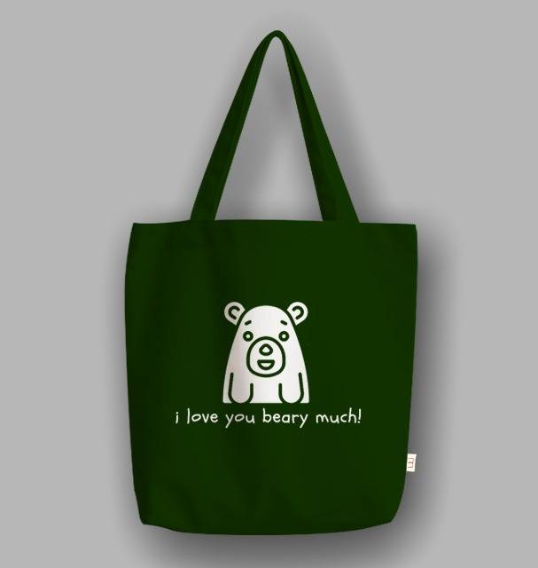 &quot;Messy&quot; Tote Bag Semi Canvas ILU Beary much!