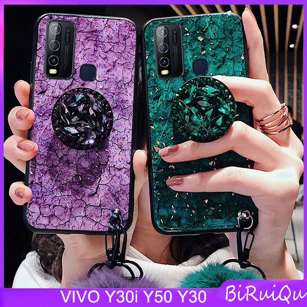 Vivo Y30i Y50 Y30 Glitter Case Soft Gel Crystal Girls Cover With Phone Stand And 2 Free Lanyard Shopee Indonesia