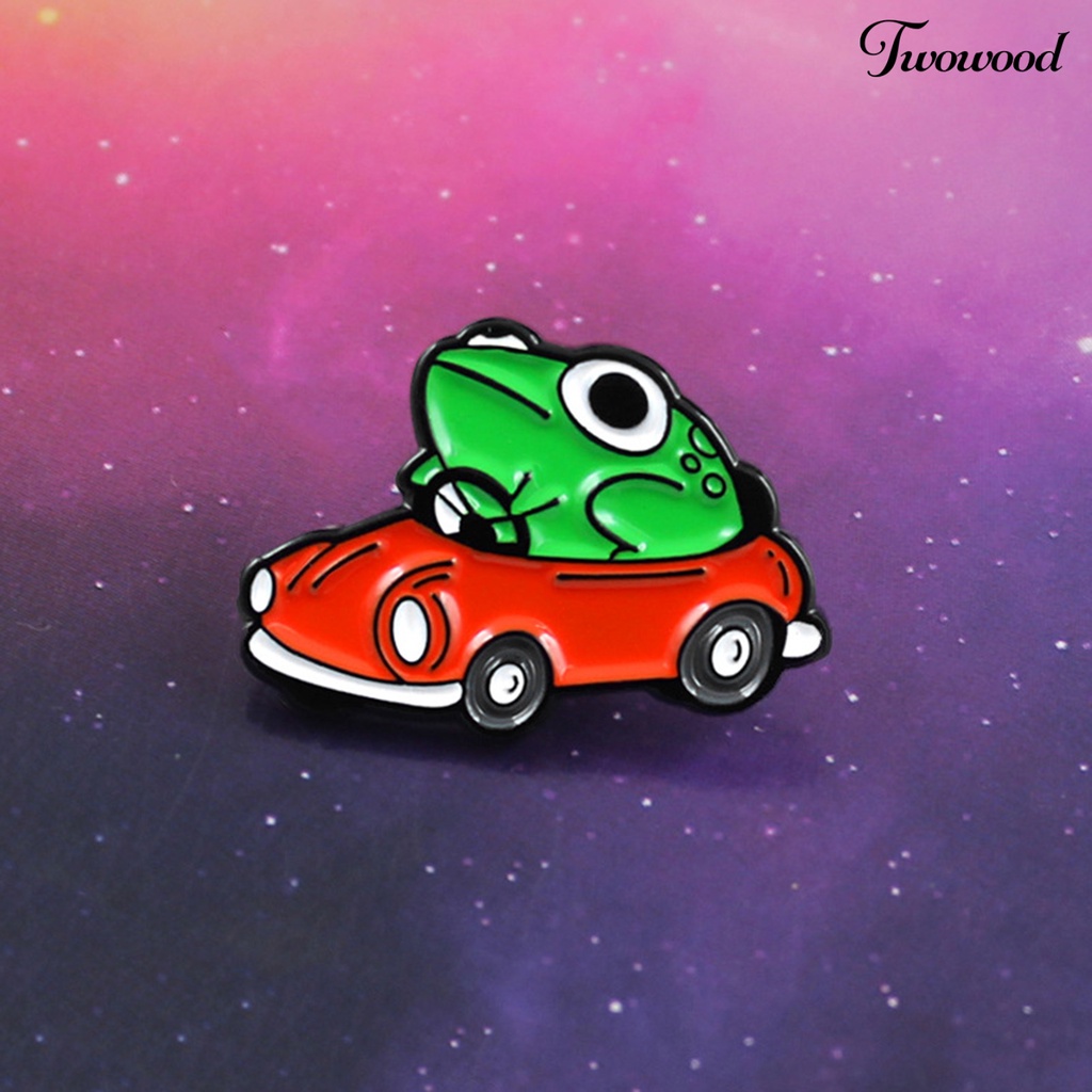 Twowood Brooch Frog Car Driving Cartoon Naughty Children Brooch for Clothes