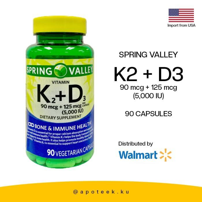 SPRING VALLEY VITAMIN K2 + D3 5000IU 90 CAPSULES - IMPORT FROM USA