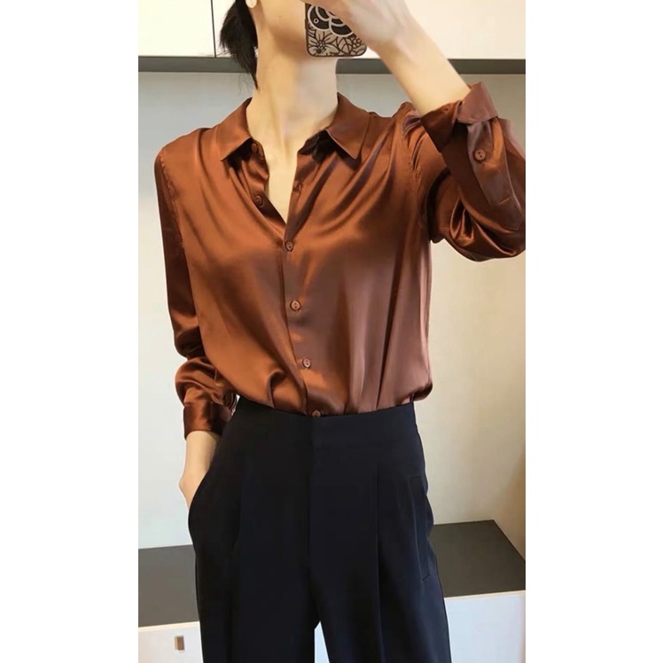 KEMEJA LALUNE SATIN POLOS 100% ORIGINAL IMPORT BANGKOK