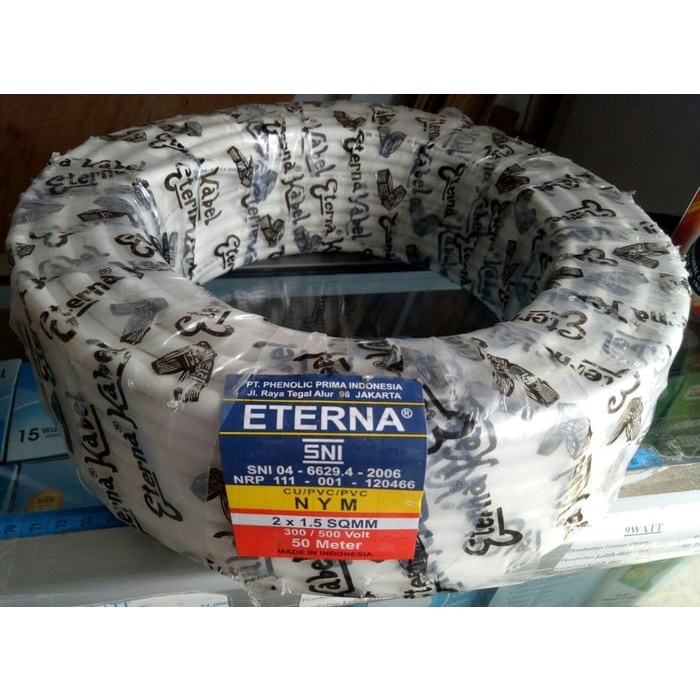 Kabel Roll - Kabel Eterna Nym 2X1.5 - Kabel Listrik Eterna Nym 2X1.5 - Per Roll 50M