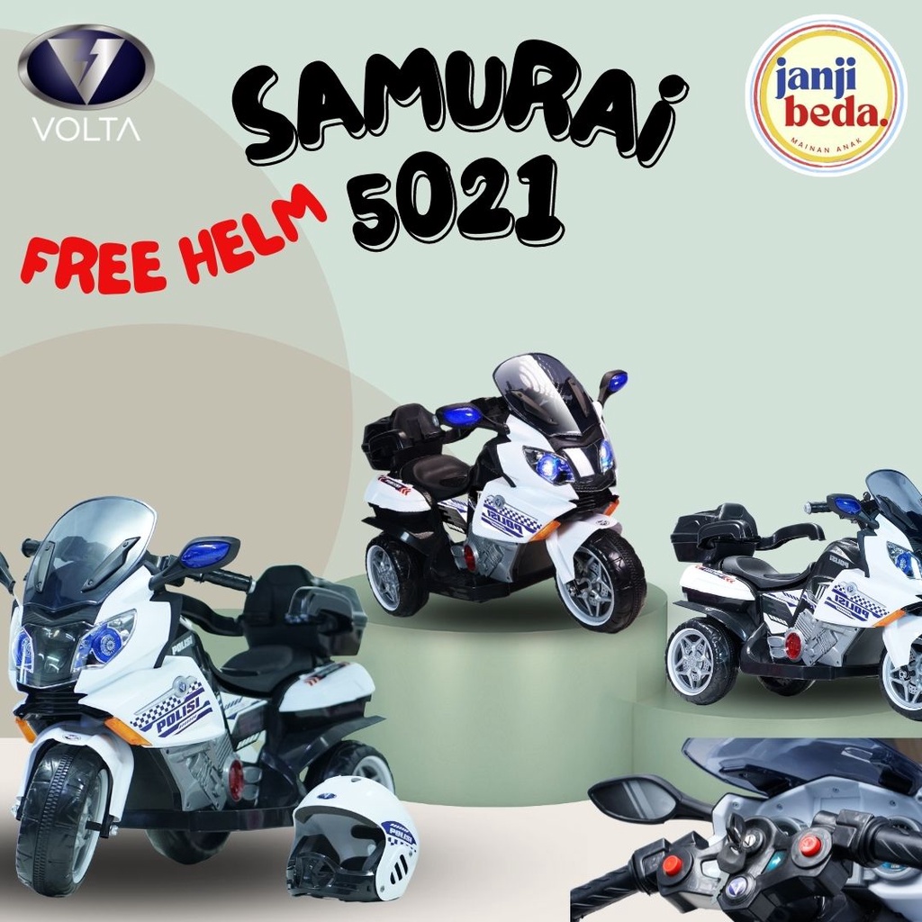 Mainan Aki Motor Polisi VOLTA 5021 SAMURAI POLICE Maenan Motoran Polisi Anak SHP TOYS Kado Patwal Ha