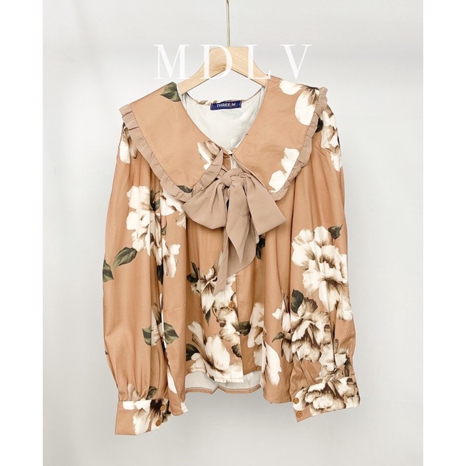 MDLV ~ 6846# graziana tie neck shirt Atasan Blouse Korea Import