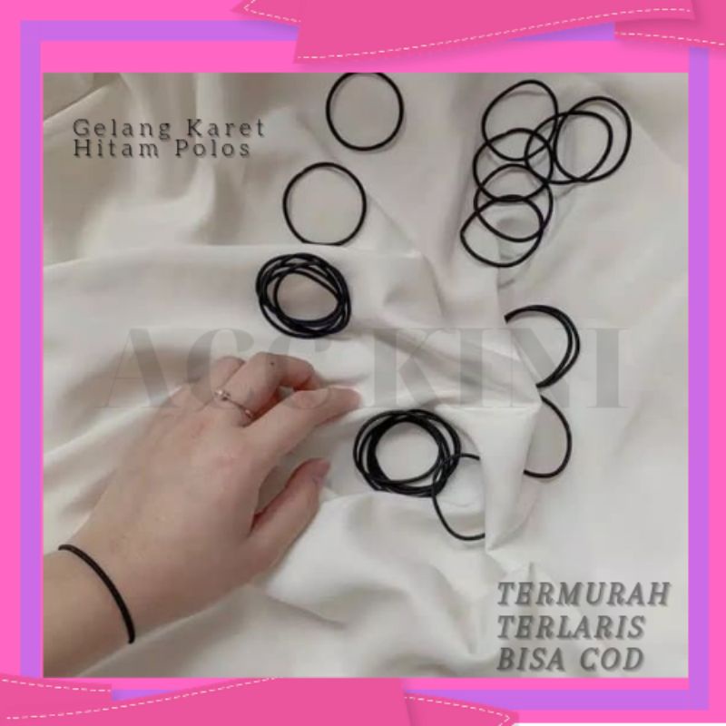 AccKini - Gelang Karet Hitam Polos / Gelang Pria Karet / Gelang Tangan / Gelang Fashion / Polos / Ak