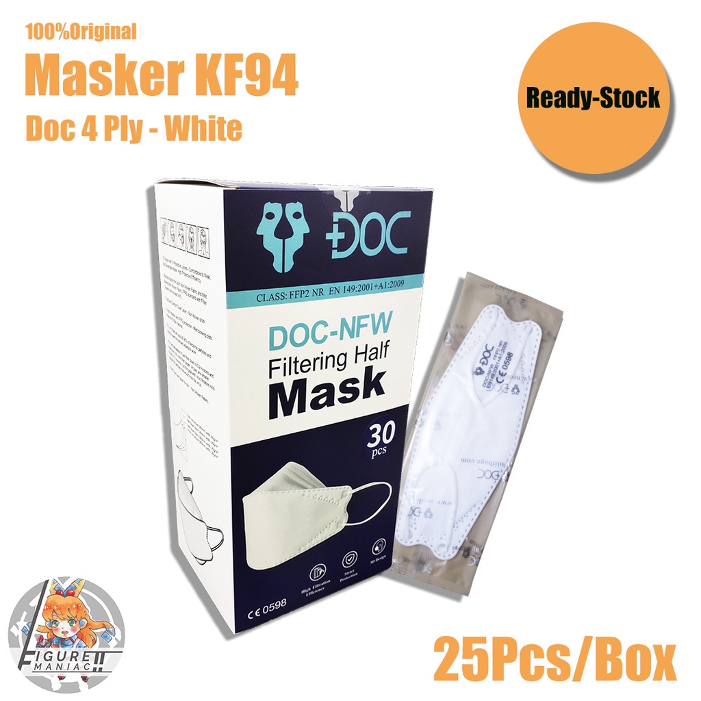 Masker KF94 Premium DOC Putih Plastik Per Pcs 4 PLY 1 Box isi 30 PCS