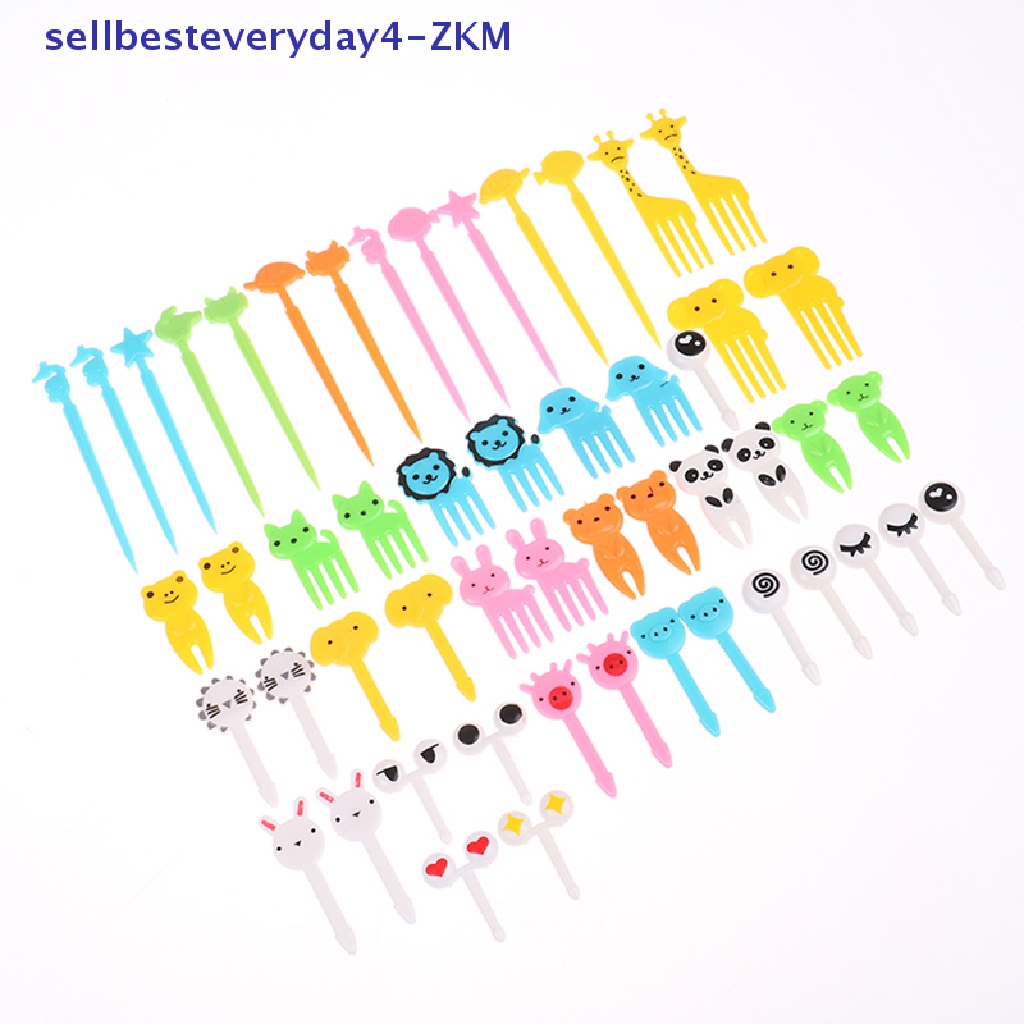 52pcs Garpu Buah Dessert Mini Desain Kartun Hewan Untuk Dekorasi Pesta Anak