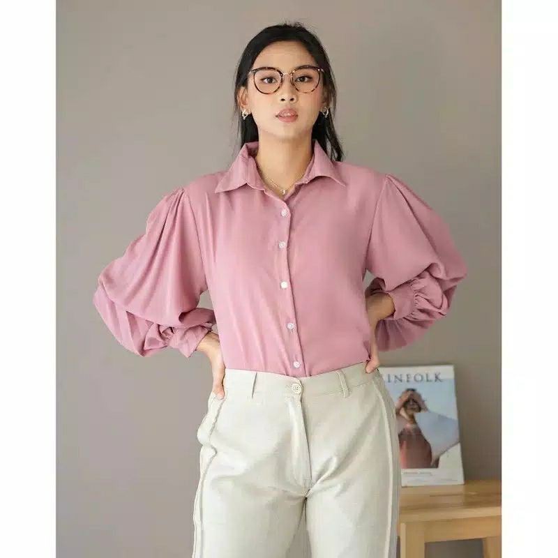 KEMEJA POLOS BALON//kemeja kantor top shirt