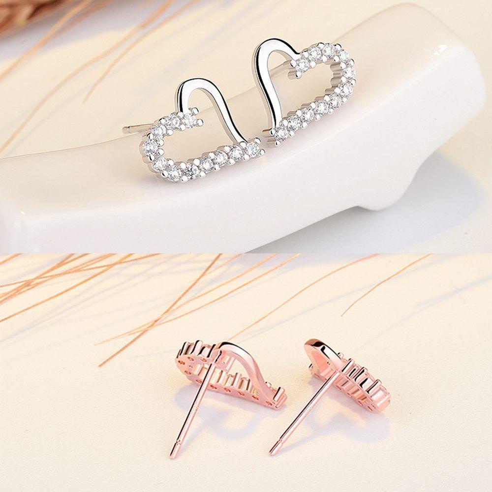 R-flower Heart Earrings Hadiah Perhiasan Pengantin Anting Kristal Mengkilap