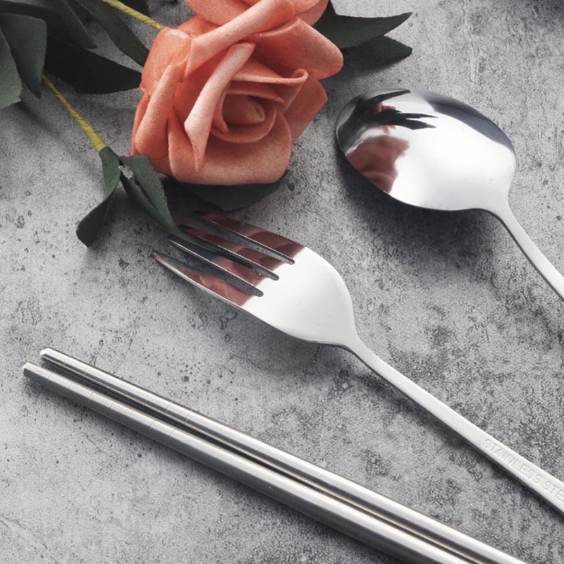 Tableware Travel Sendok Garpu Sumpit Set Stainless Travel portable spoon fork tableware pribadi import