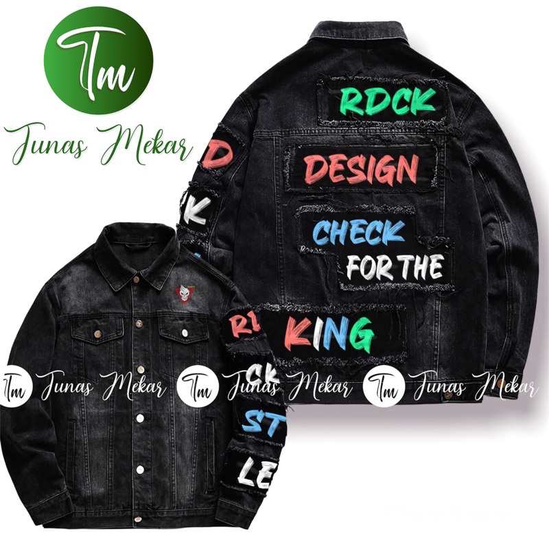 JAKET JEANS HIP HOP / JAKET SOBEK THE RDCK MMH SUPER PREMIUM-Black full bordir