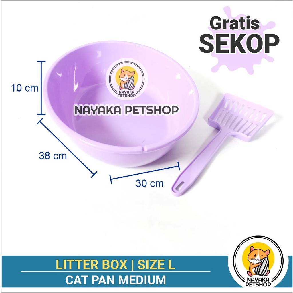 Size L Litter Box Kucing Gratis Sekop Baki Zeolit Gumpal Wangi Wood Pellet Bak Pasir Cat Toilet Kotak Kotoran Hewan