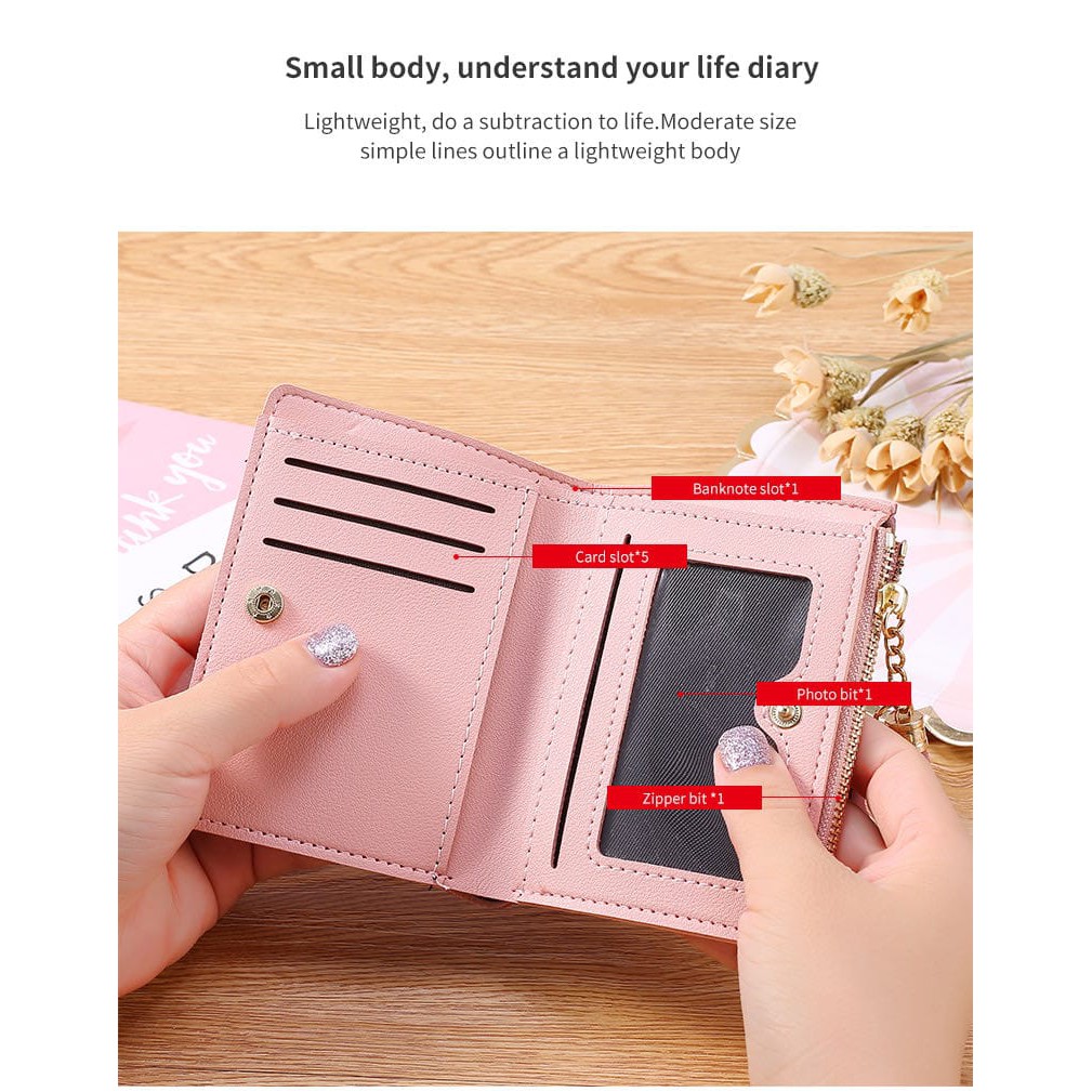 (27AN.ID) COD Dompet Wanita D109 Import Murah Dompet Lipat Kecil Lucu Cantik-3