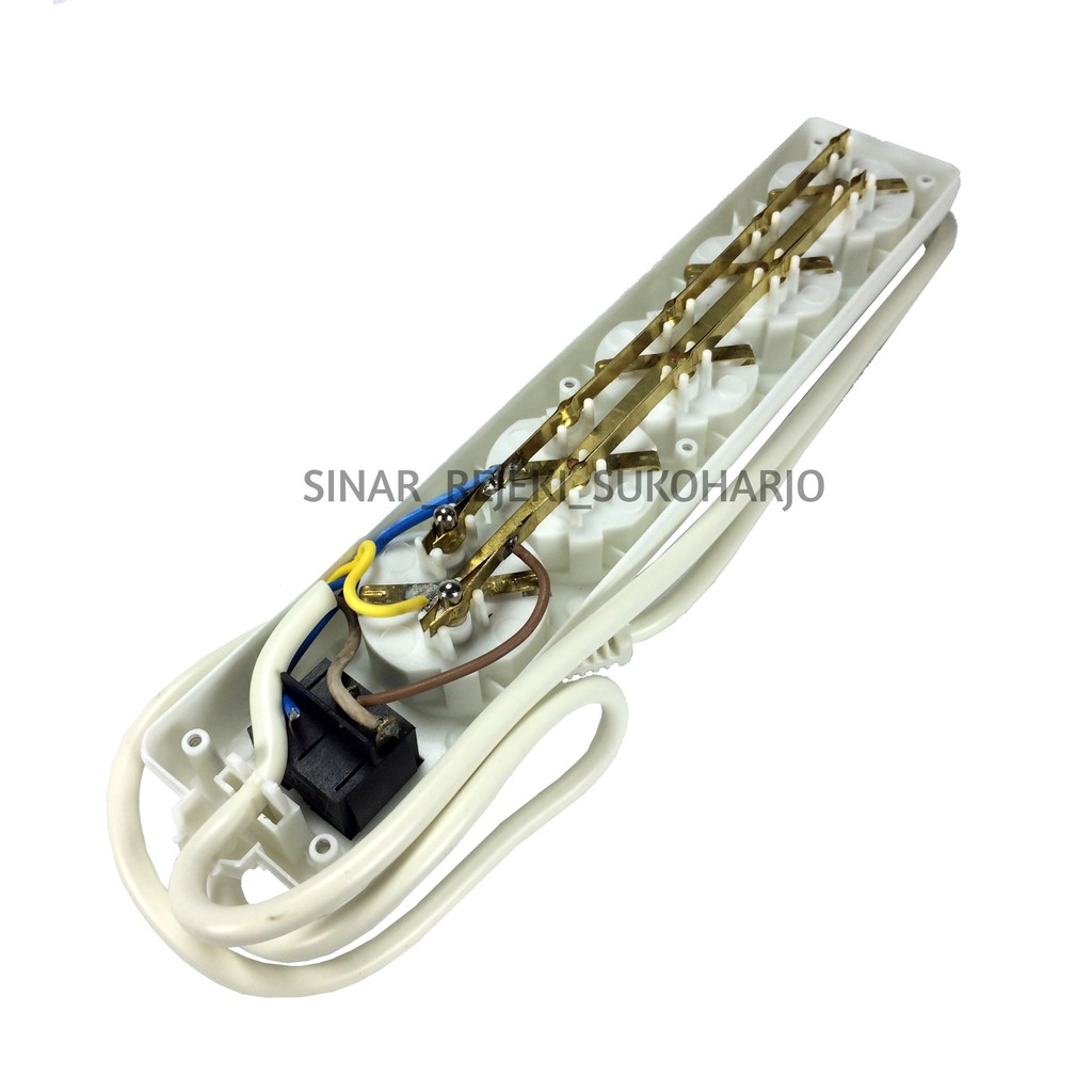 Stop Kontak Arde SNI Colokan Listrik Kuningan 5, 4, 3 Lubang. Stop Kontak Kabel 1,5 - 3 - 5 meter + saklar Tembaga