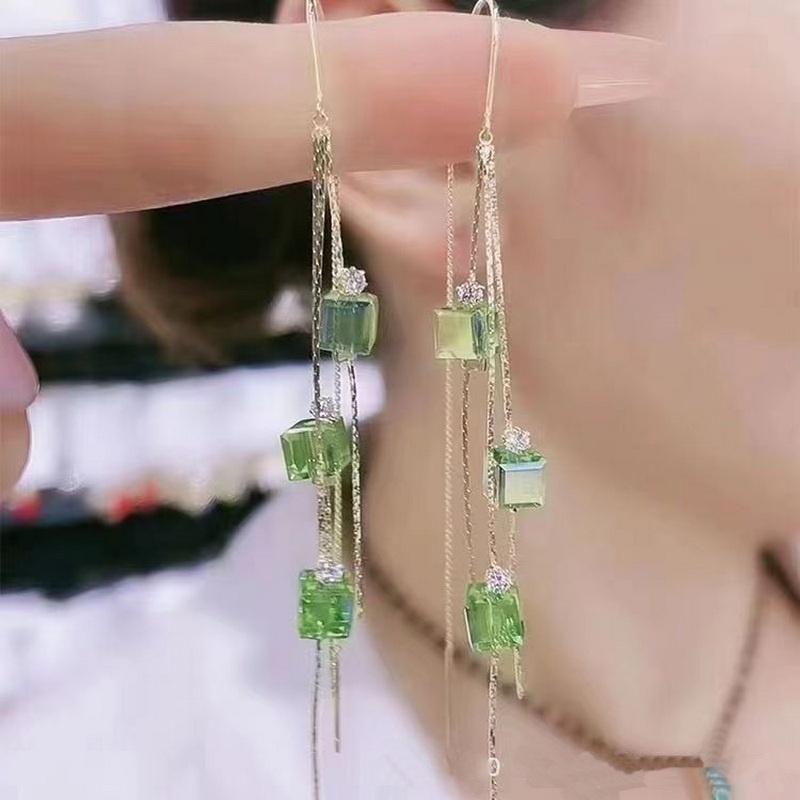 Anting Tusuk Gantung Sterling Silver 925 Desain Tetesan Air Hias Berlian Zircon Gaya Korea Untuk Wanita