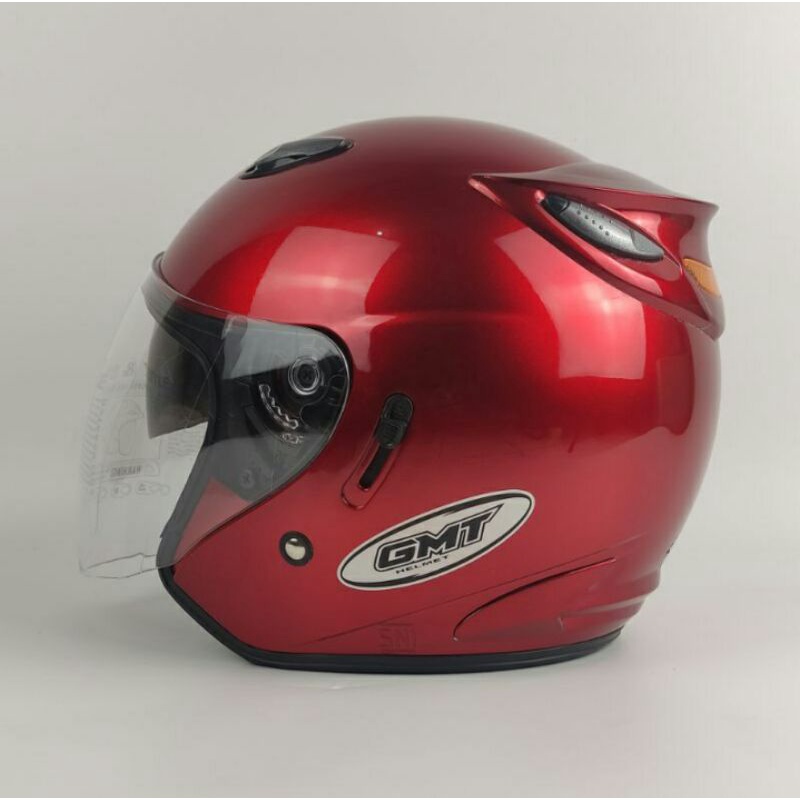 HELM MOTOR HELM HALF FACE DOUBLE VISOR COWOK CEWEK PRIA WANITA DEWASA/HELM SNI/ORIGINAL WARNA MARUN