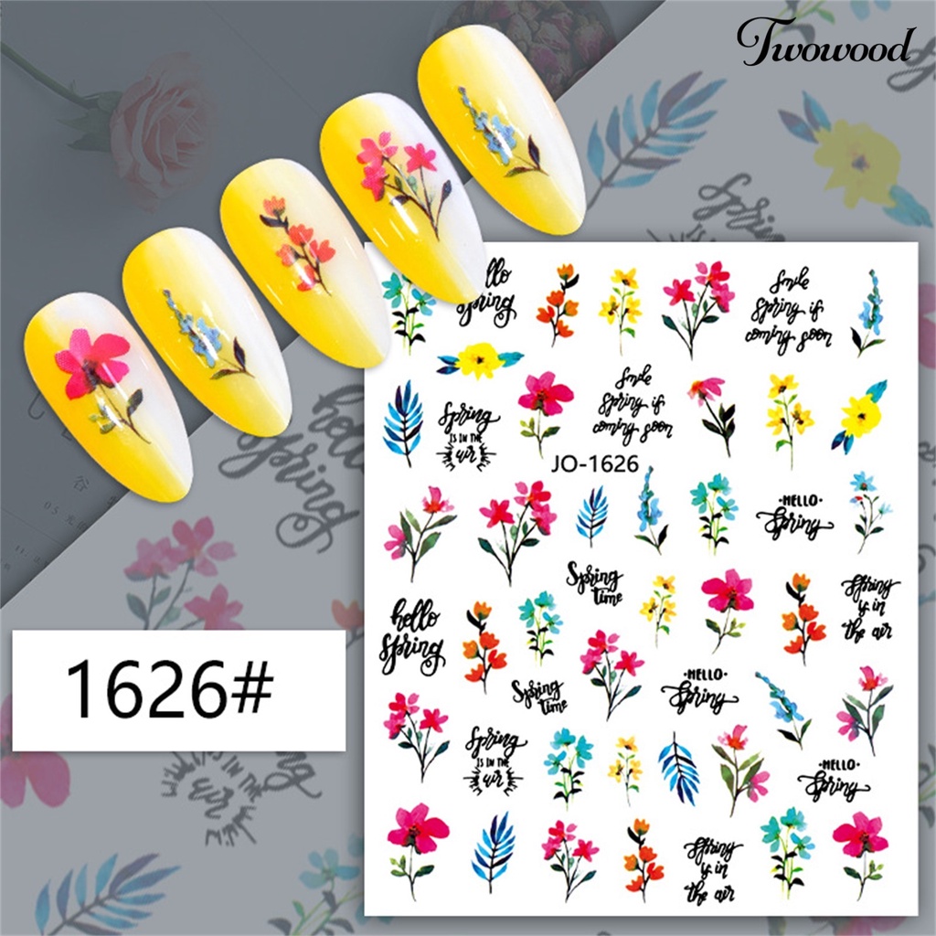 Twowood Stiker Kuku Warna-Warni Untuk Nail Art DIY