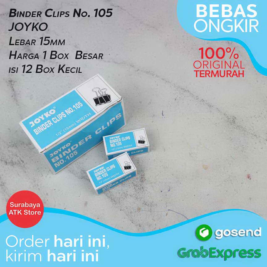 

Binder Clip Joyko 105 12 BOX 144pcs Klip Penjepit Kertas