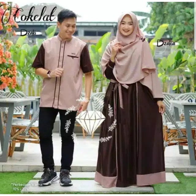 ( COD ) Couple zakia gamis couple pasangan dress kondangan suami istri harga sudah termasuk hijab