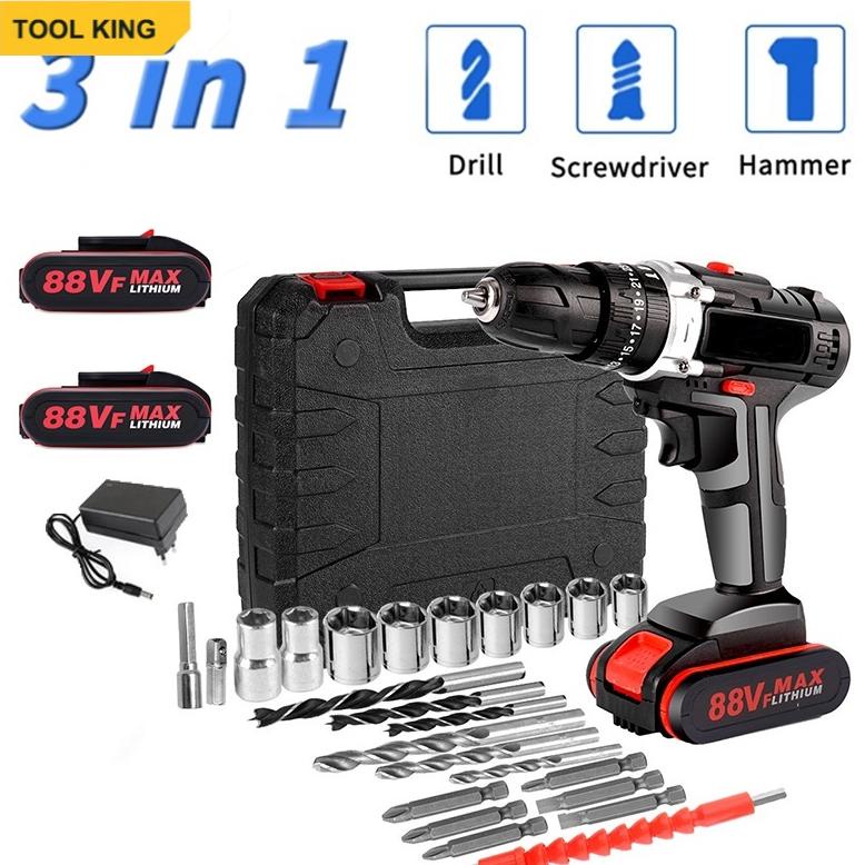 TOOL BOR BATERAI / BOR TANPA KABEL / BOR LISTRIK 68V 88V / BOR LISTRIK SET / BOR TANGAN LISTRIK / BO